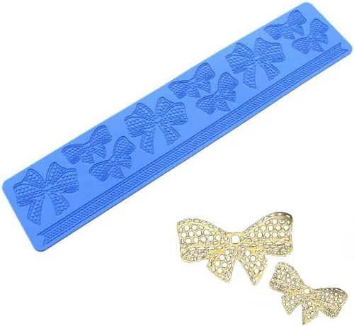 Miniatura 2 de Alfombra de silicona con nudo de lazo para fondant, diseño de encaje con nudo de lazo Sugarcraft, alfombrillas para tartas, fondant, pastelería