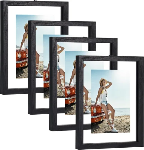 Trwcrt Juego de 4 portarretratos flotantes de 4 x 6 pulgadas, marco de fotos de doble cristal para fotos de hasta 6 x 8 pulgadas, para colgar en el