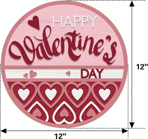 Miniatura 2 de Deroro Letrero de feliz día de San Valentín para decoración de puerta delantera, colgador de puerta de madera con corazones de amor rojo y rosa