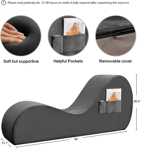 Miniatura 2 de Zenosyne Silla de yoga con funda lavable, bolsillos laterales, parte inferior antideslizante para dormitorio, silla de yoga para relajación