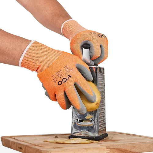 Miniatura 6 de Vgo... Cut Resistant Gloves,Cutproof Work Gloves Men Women,Latex Rubber Coated,EN388 level C, ANSI level A3(RB2148HY,Orange)