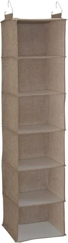Household Essentials Organizador de armario colgante de 6 estantes, estante colgante de armario, estantería de tela de lino y PEVA, beige