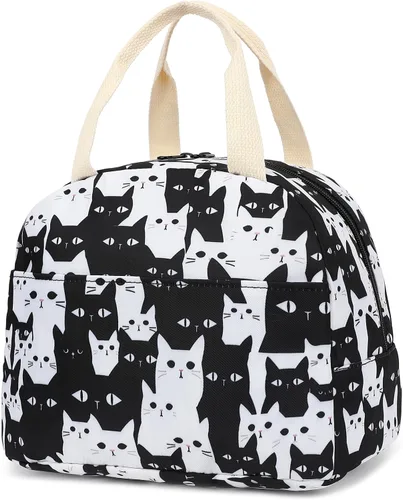 Bolsa de almuerzo para gatos para mujeres y niñas, bolsas de almuerzo aisladas, lonchera reutilizable para niños y adultos, escuela, trabajo, picnic