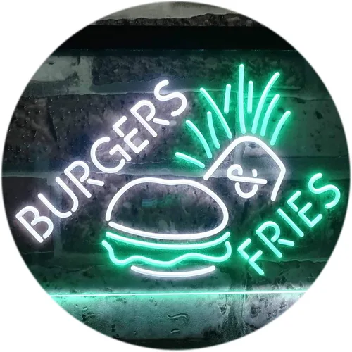 Miniatura 14 de ADVPRO Burgers & Fries Fast Food Open Shop - Letrero de neón LED de doble color, azul y rojo, 16 x 12 pulgadas, st6s43-i3192-br