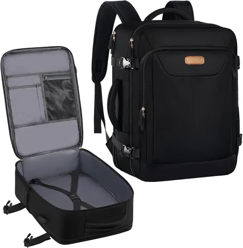 Mochila de viaje aprobada por vuelos, mochila de viaje antirrobo de 15.6 pulgadas, mochila ligera para el fin de semana universitario, bolsa de Negro