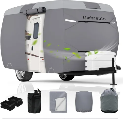 Miniatura 35 de Umbrauto Cubierta para caravana de 5ª rueda de 28 a 31 pies, 7 capas superiores extra gruesa, cubierta de quinta rueda, impermeable, resistente al