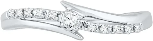 Miniatura 2 de Anillo de compromiso de oro blanco de 10 quilates con diamantes redondos (0,12 cttw)