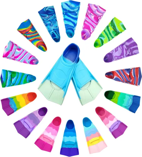 Swimming Training Fins,Comfortable Silicone Flippers for Swimming and Diving,Size Suitable Kids Girls Boys Adult