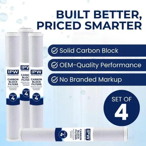 Miniatura 3 de IPW Industries, Inc. - Cartuchos de repuesto OptiPure (CTOS-20) - Filtros de bloque de carbono de 20 pulgadas para filtro de agua y configuración