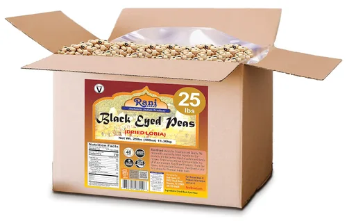 Miniatura 3 de Rani Black Eyed Peas, Guisantes de Carita Secos (Lobhia) 400oz (25lbs) 11.36kg Caja a Granel ~ Completamente Natural Vegano Kosher Apto