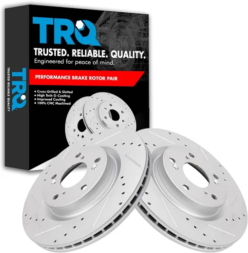 Miniatura 54 de TRQ Juego de rotores de freno de rendimiento trasero con revestimiento G premium compatible con Mazda 6 2014-2021