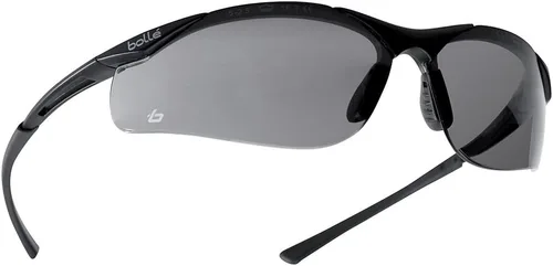 Bollé Safety 40045, Gafas de seguridad de contorno antiarañazos/antivaho, marco negro gris, lentes de humo