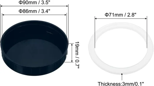 Miniatura 2 de PATIKIL Tapas de plástico de boca ancha de 3.386 in, 1 juego/8 tapas para tarros de conservas con anillo de sellado de silicona para almacenamiento