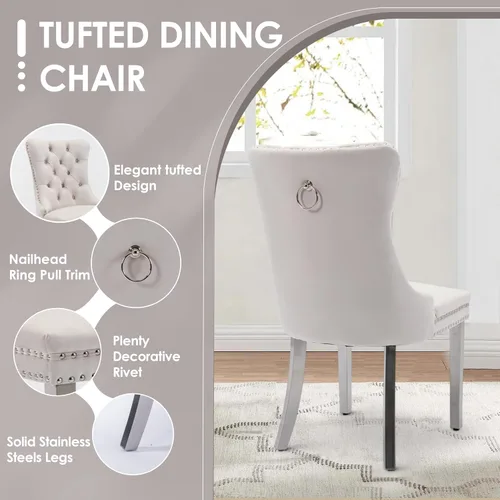 Miniatura 5 de Juego de comedor moderno de vidrio de lujo de 5 piezas, juego de cena rectangular minimalista grande para 4, juego de mesa de cocina de vidrio