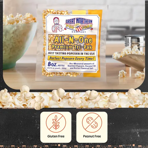 Miniatura 4 de Great Northern Popcorn - Paquete de palomitas de maíz de 8 onzas, paquetes todo en uno estilo cine, sal y aceite (24 cajas)