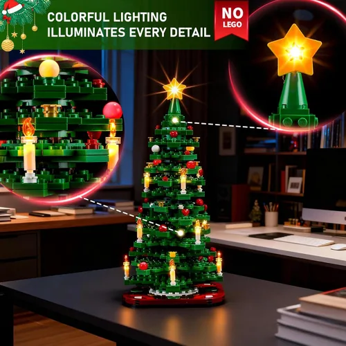 Miniatura 2 de BRIKSMAX Kit de iluminación LED para árbol de Navidad LEGO-40573, compatible con el modelo de bloques de construcción de Lego, no incluye el juego