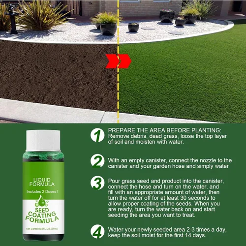 Miniatura 4 de Spray verde de césped de siembra líquida, semillas de hierba líquida, espray de césped verde, juego de riego para el cuidado de semillas (5 unidades)