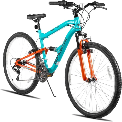 Miniatura 10 de Hiland Bicicleta de montaña de suspensión completa para hombre, 18 velocidades, rueda de 26 pulgadas, bicicleta de doble freno V para hombres