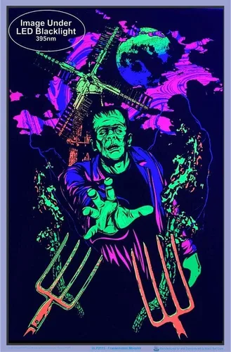 Miniatura 2 de Frankenstein Monster - Póster de luz negra, laminado, 23.5 x 35.5 pulgadas