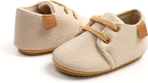 Miniatura 4 de COSANKIM Zapatos para bebés niños y niñas, zapatos de piel sintética con cordones para bebés, suela de goma antideslizante, mocasines para recién
