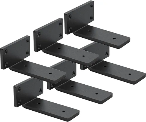 Miniatura 18 de Paquete de 4 soportes de estante flotantes de 8 pulgadas, soporte de estante oculto de 1/5 pulgadas de grosor, soportes de metal de hierro