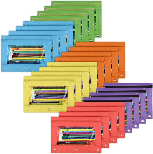Miniatura 16 de YoeeJob Estuche para lápices para carpeta de 3 anillas, estuches con cremallera para lápices a granel, estuche para lápices con ventana transparente