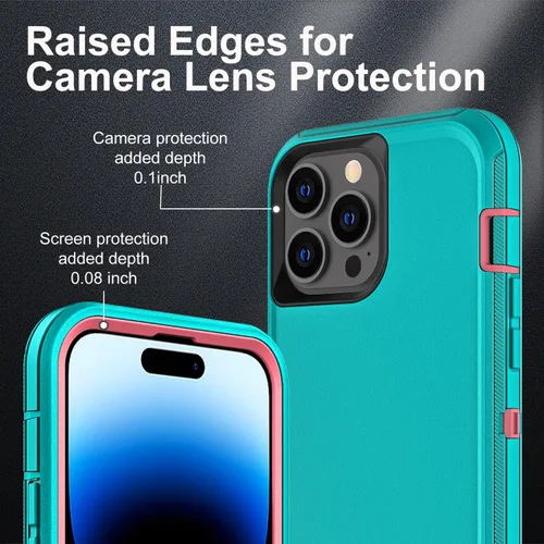 Miniatura 3 de YKHJKLEC para iPhone 14 Pro, funda de grado militar 3 en 1 resistente, a prueba de golpes/caídas/polvo con 2 piezas de protector de pantalla
