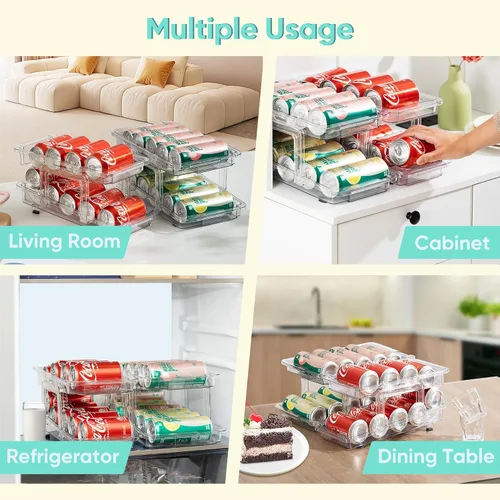 Miniatura 7 de VUSIGN Organizador de latas de soda expandible, paquete de 2, dispensador de latas de ancho ajustable para refrigerador de 6.1 a 9.38 pulgadas