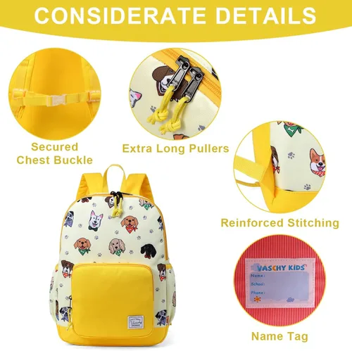 Miniatura 3 de VASCHY - Mochila preescolar para niños y niñas, liviana, resistente al agua, con correa en el pecho