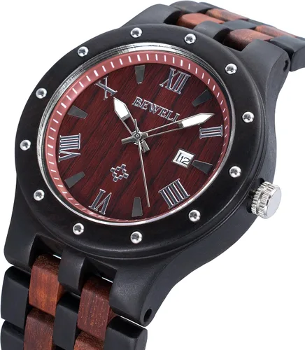 Miniatura 3 de Bewell Reloj de pulsera luminoso de cuarzo analógico hecho a mano para hombre