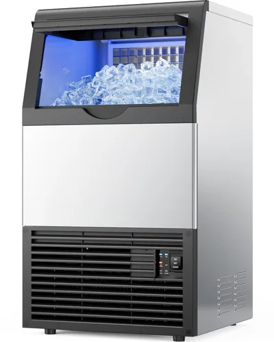 Mojgar Máquina comercial para hacer hielo, 100 libras/24 horas con almacenamiento de hielo de 33 libras, máquina de hielo debajo de la encimera,