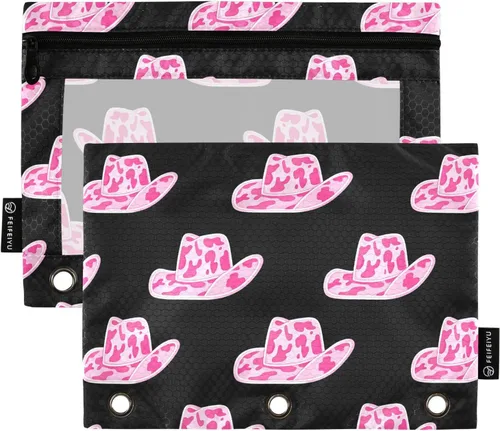 Miniatura 33 de Gredecor Estuche para lápices con 3 anillos con purpurina azul y rosa con cremallera, 2 unidades, organizador transparente para carpeta escolar