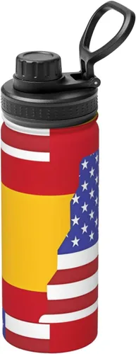 American Spain Flag Insulated Stainless Steel Kettle | Print Funny Water Bottle Insulated | Ideal for Sports and Travel