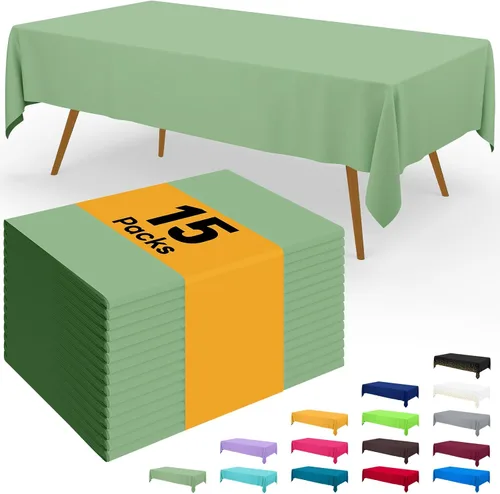 Miniatura 122 de Smiry - Juego de 6 manteles desechables, 54 x 78 pulgadas, manteles impermeables rectangulares para fiestas, cubierta de mesa de plástico