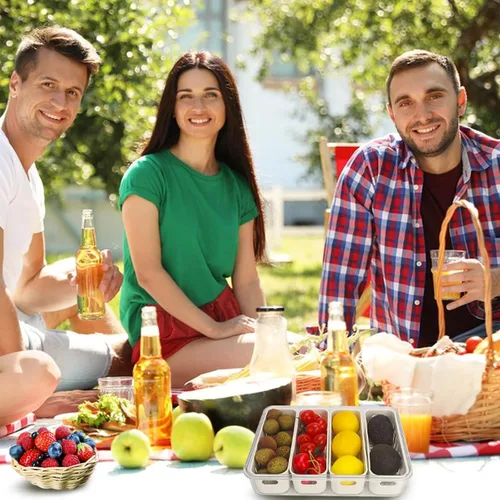 Miniatura 7 de shopwithgreen Recipientes para barra de ensalada para refrigerador con tapa y asa, contenedores de almacenamiento de frutas con 4 coladores