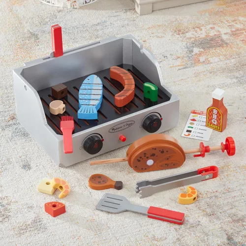 Miniatura 9 de Melissa & Doug Juego de Comida de Juguete de Barbacoa de Madera con Asador y Parrilla (24 piezas)