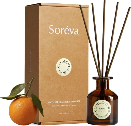 Soréva - Juego de difusor de varillas de lujo, cítricos estimulantes, jazmín y sándalo, aceites esenciales a base de plantas, fragancia para el