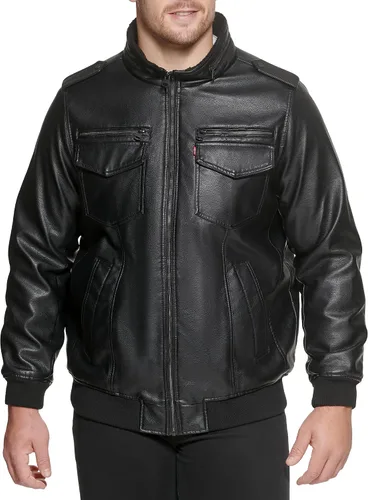 Levi's - Bombardero clásico de piel sintética imitación venado, estilo aviador, para hombre (tallas estándar y grandes y altas)