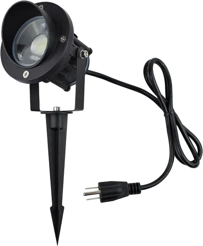 GBS9809 Focos LED, voltaje de línea de 9 W 120 V, luz diurna de 5000 K, con estaca de tierra de metal, luz de bandera para exteriores, foco de