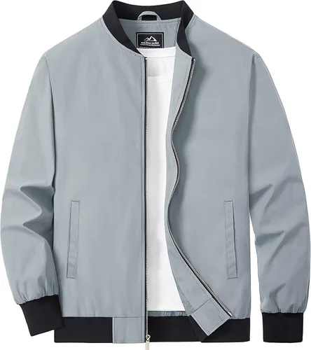 Miniatura 13 de MAGCOMSEN Chaqueta bomber para hombre, ligera, casual, con cremallera, rompevientos, primavera, otoño, abrigo de golf con bolsillos