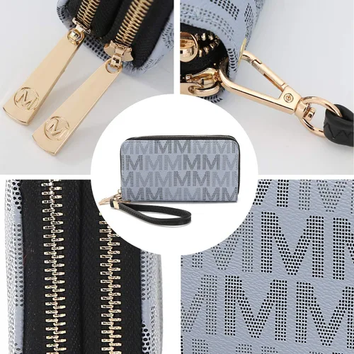 Miniatura 42 de MKF Collection Mia K - Cartera de pulsera para mujer, pequeña cartera de cuero vegano para tarjetas de crédito con cremallera y bolsillo