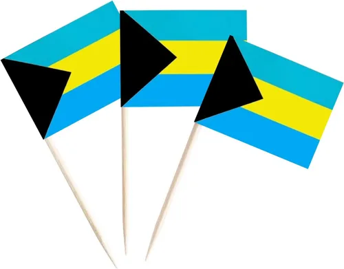 JAVD CYPS - 100 banderas de palillo de dientes de las Bahamas, mini palillo pequeño para cupcakes, banderas de las Bahamas, decoración de fiesta,