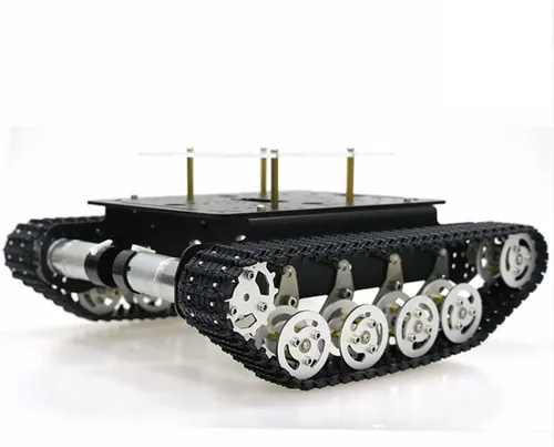 Miniatura 7 de Chasis de coche de tanque de robot de absorción de impactos profesional con motor codificador de CC para Arduino/Raspberry Pie, Vehículo de Negro