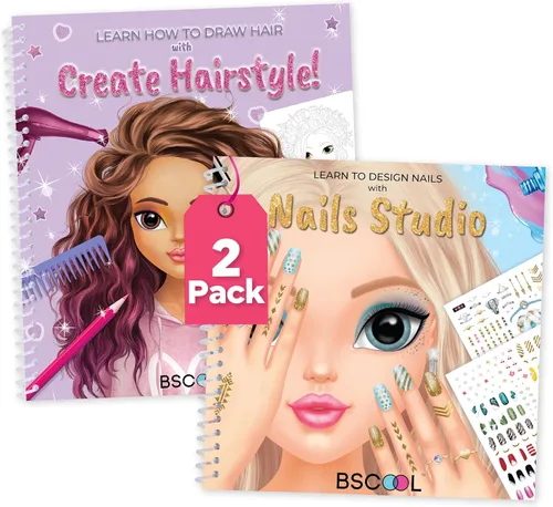 Miniatura 10 de BSCOOL Nails Studio Learn to Design Nails Activity Book for Girls Ages 5+ – 2 Pack – Nail Art Sticker Design Book with Guides – Creative Birthday