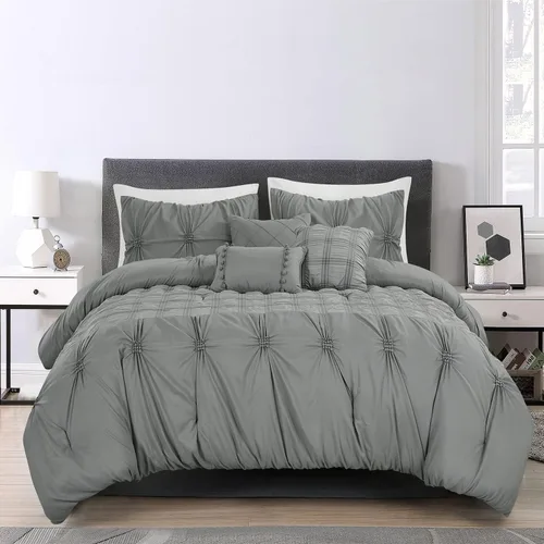 Miniatura 8 de MERRY HOME Juego de edredón de cama – Juego de edredón de tamaño King (14.11 oz/m²), juego de edredón de 7 piezas suave y cómodo para todas las Gris
