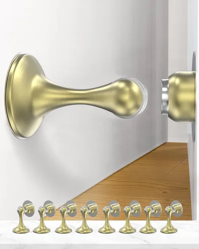 Miniatura 15 de Topes magnéticos para puerta, paquete de 4, topes de puerta de acero inoxidable para montaje en pared y piso, soporte de puerta mantiene la puerta