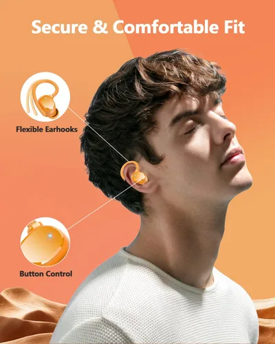 Miniatura 8 de Auriculares inalámbricos Bluetooth 5.3 de 128 horas para deporte, auriculares Bluetooth 2026 estéreo con graves profundos sobre la oreja con ganchos