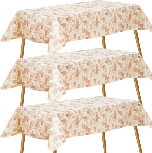 Miniatura 30 de FIFTY FEET Mantel rectangular de 84 x 60 pulgadas, mantel de vinilo con respaldo de franela para mesas rectangulares, impermeable, a prueba