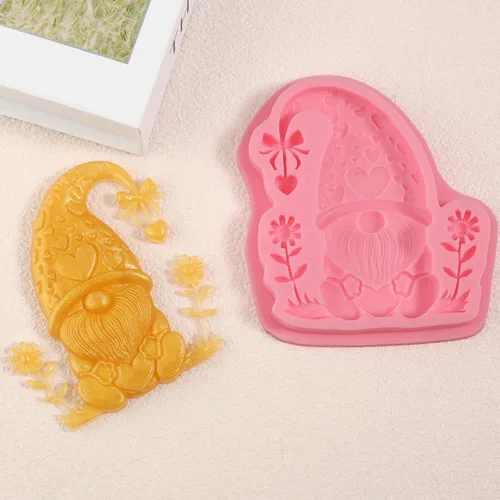 Miniatura 5 de 1 molde de silicona de gnomo de Navidad, lindo molde de decoración de pastel enano de Navidad, molde de fondant para dulces, chocolate, galletas