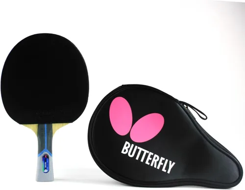 Miniatura 2 de Butterfly 802 FL Shakehand - Raqueta de tenis de mesa Serie China Potente combinación de hoja de arilato/carbono y goma con estuche de raqueta